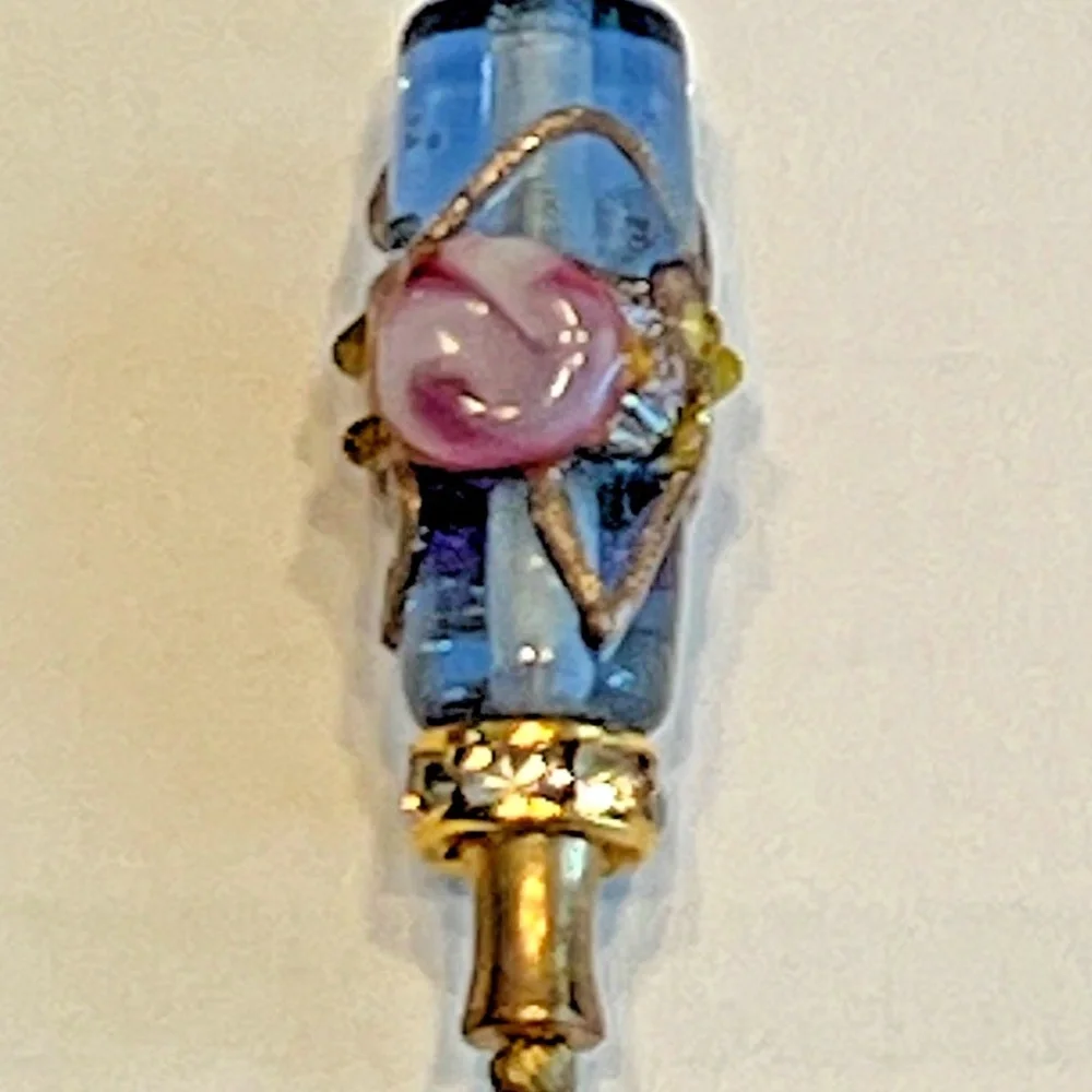 Vintage Venetian Murano Wedding Cake Lampwork Blue/Pink Pin/Brooch